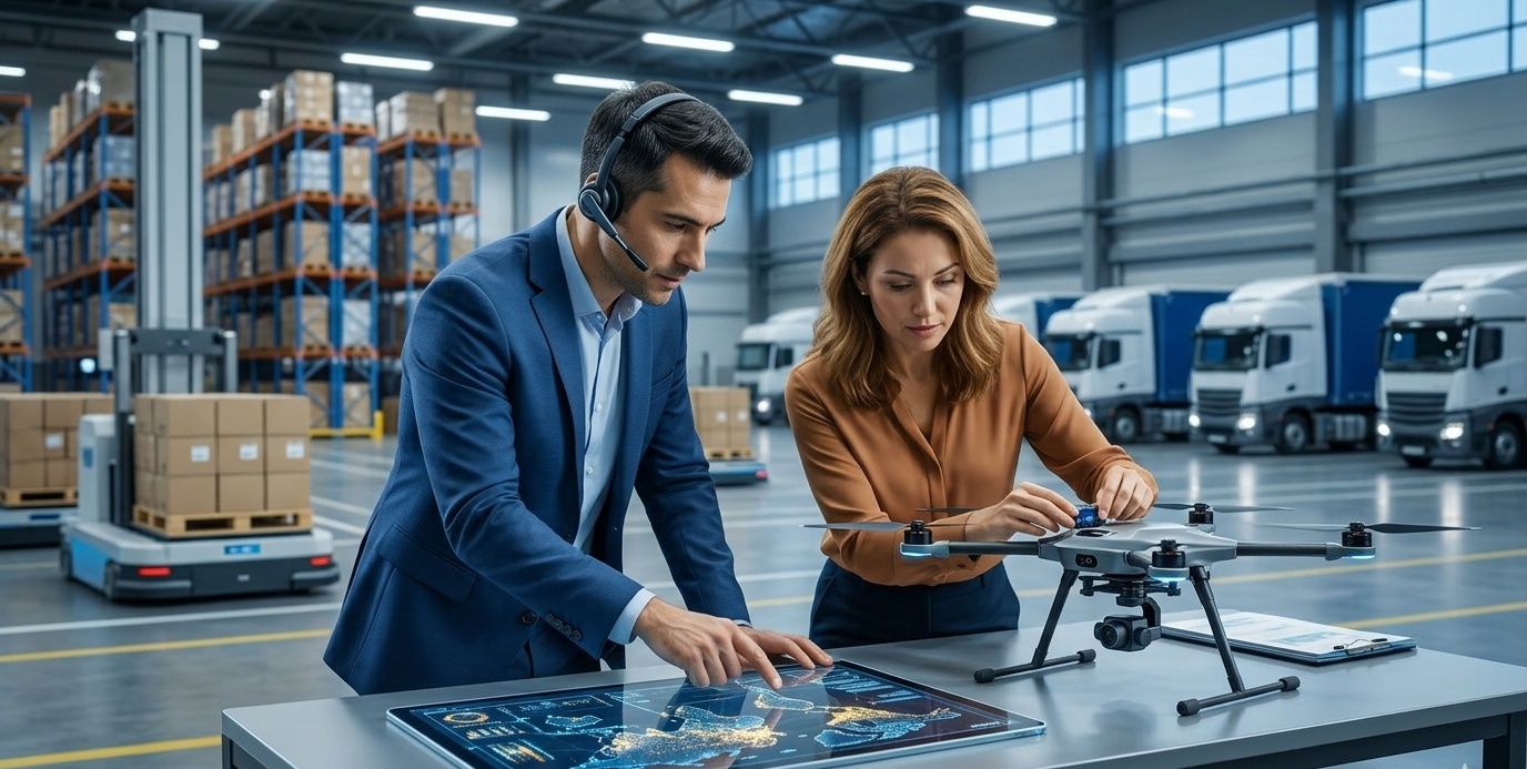 Uma imagem fotorrealista de alta resolução de uma moderna sala de reuniões corporativa. Uma grande parede de vidro interativa e transparente exibe um mapa dinâmico de um ecossistema digital vibrante, brilhando em tons de azul profundo e dourado. A partir do mapa, fios de dados brilhantes e nós interconectados se estendem, formando pontes para modelos arquitetônicos em miniatura de diversas estruturas urbanas modernas (representando parceiros, fornecedores e diferentes mercados) organizados sobre a mesa de conferência de madeira escura. No primeiro plano, a mão de um profissional de negócios, usando um relógio de luxo, alcança suavemente um dos principais nós brilhantes na tela, simbolizando a conexão e a articulação estratégica. A sala é preenchida por luz suave e direcional de janelas do chão ao teto com vista para o horizonte de uma cidade moderna ao crepúsculo, criando uma sensação de ambição, inovação e alcance global. O clima geral é sofisticado, complexo e inovador. Foto tirada com uma Sony A1, foco nítido na mão e no nó brilhante.